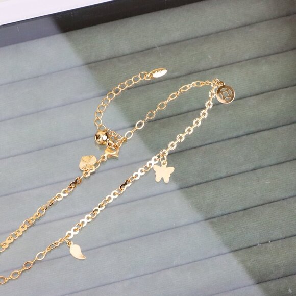 "Rose Gold Anklet with Charms & Bell, XPAL1179 - Picture 10 of 12